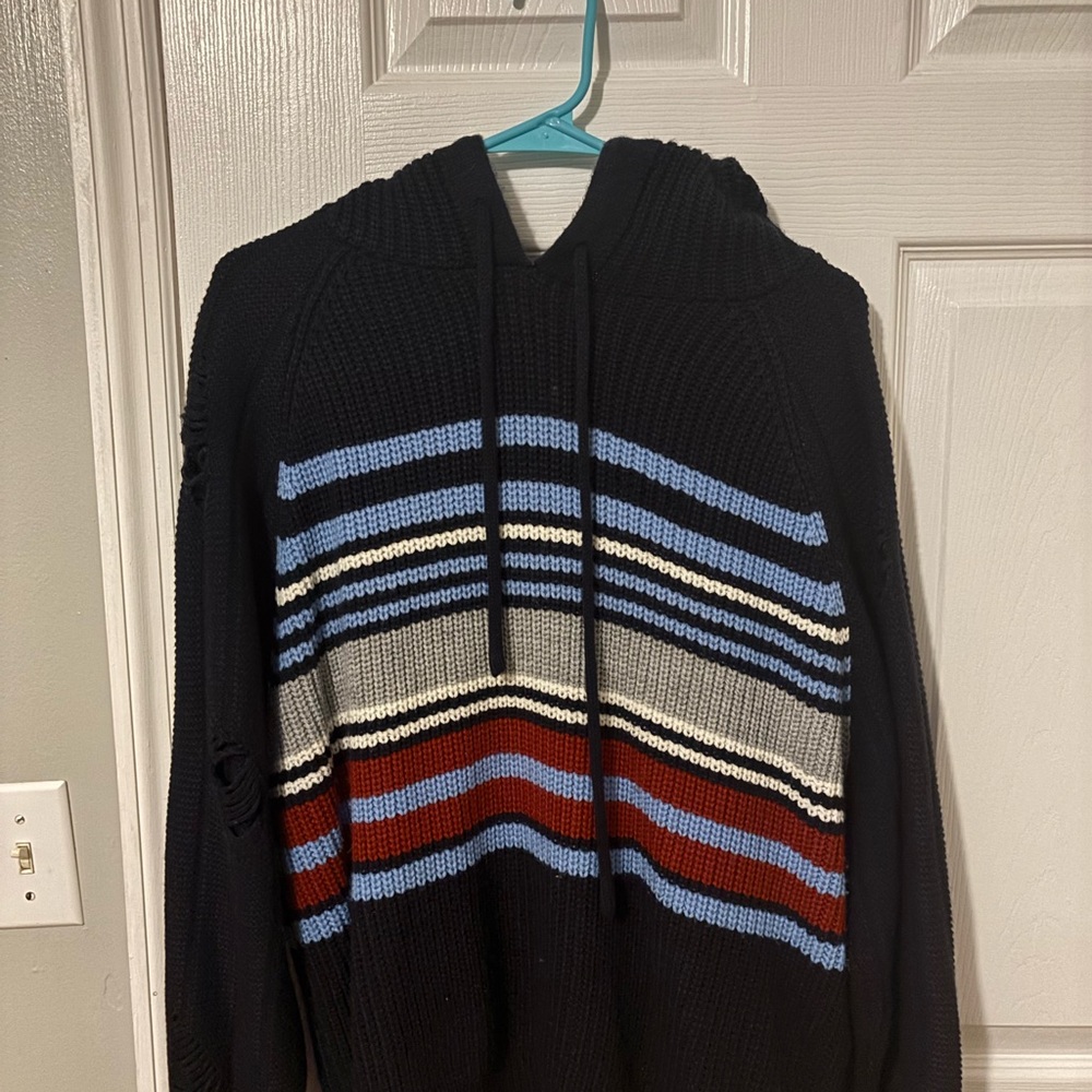Striped Men's Sweater - Black, Blue, Red